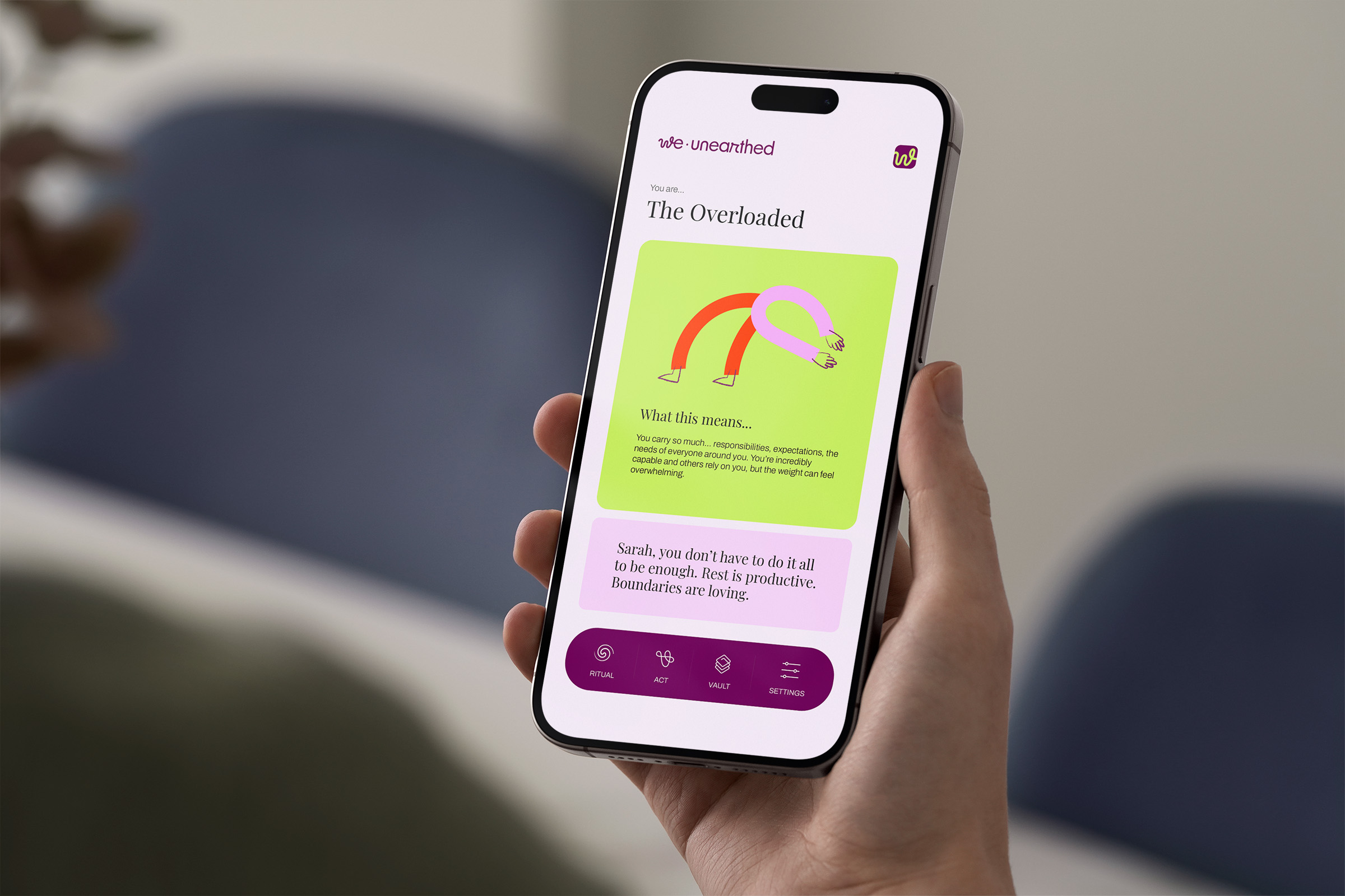 We Unearthed app — Archetype screen